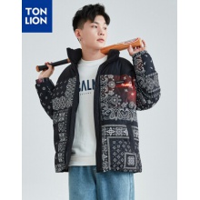 唐狮羽绒服男2022冬季新款腰果花外套男士
